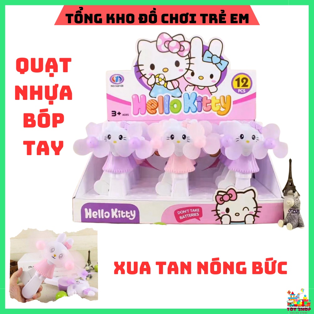 Quạt bóp tay hình hello kitty đáng yêu - Quạt nhựa cầm tay xua tan nóng bức quạt bấm tay cầm tay tiện lợi