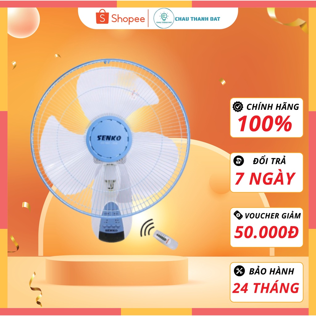 Quạt Treo Tường Điều Khiển Từ Xa SENKO TR1628, Chế Độ Hẹn Giờ, Động Cơ Êm Ái 47W, Bảo Hành Chính Hãng 24 Tháng