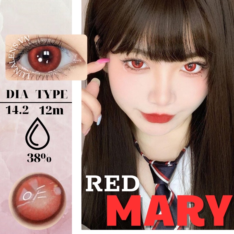 MỘT ĐÔI KÍNH ÁP TRÒNG MÀU ĐỎ COSPLAY MARY RED LENS CÓ ĐỘ CẬN NỘI ĐỊA TRUNG QUỐC SIÊU ÊM SIÊU MỀM