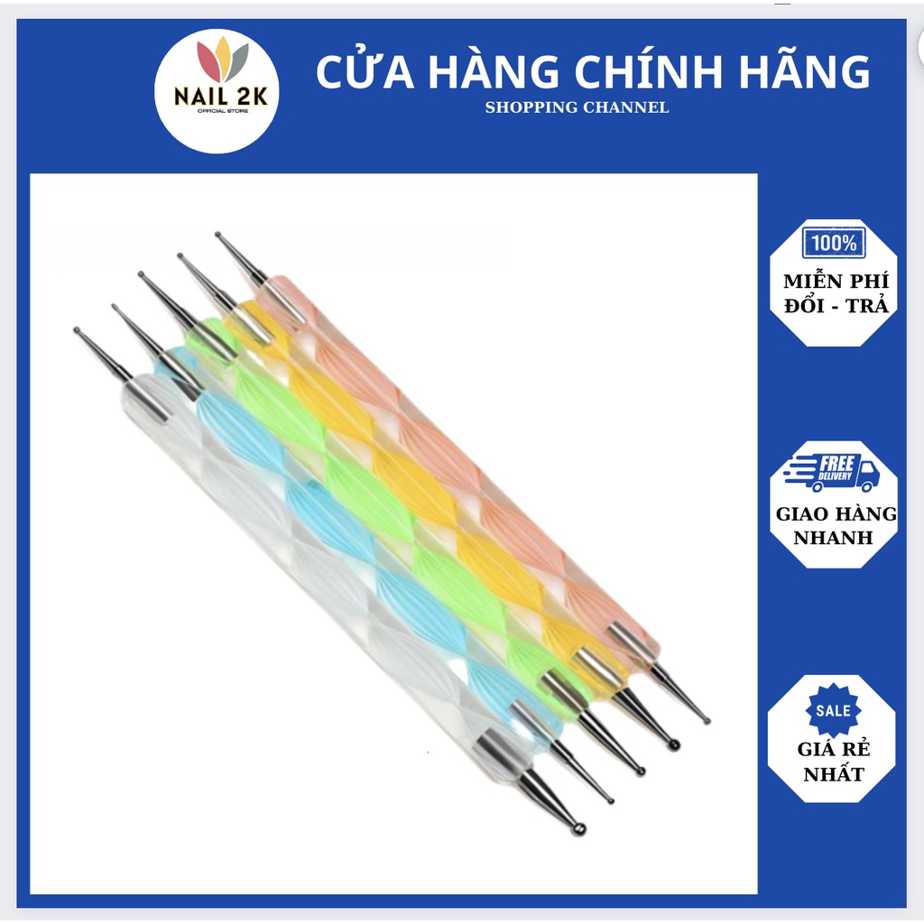 Set chấm bi 5 cây trang trí móng nail