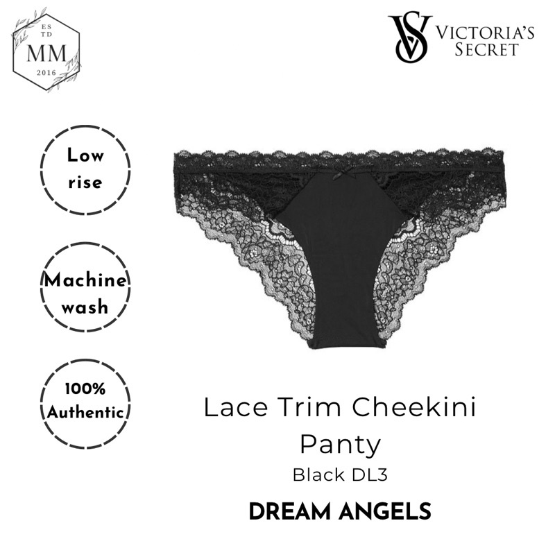 Quần lót Victoria’s Secret dòng Dream Angels Lace Trin Cheekini Panty màu Nude size M đen size XS S