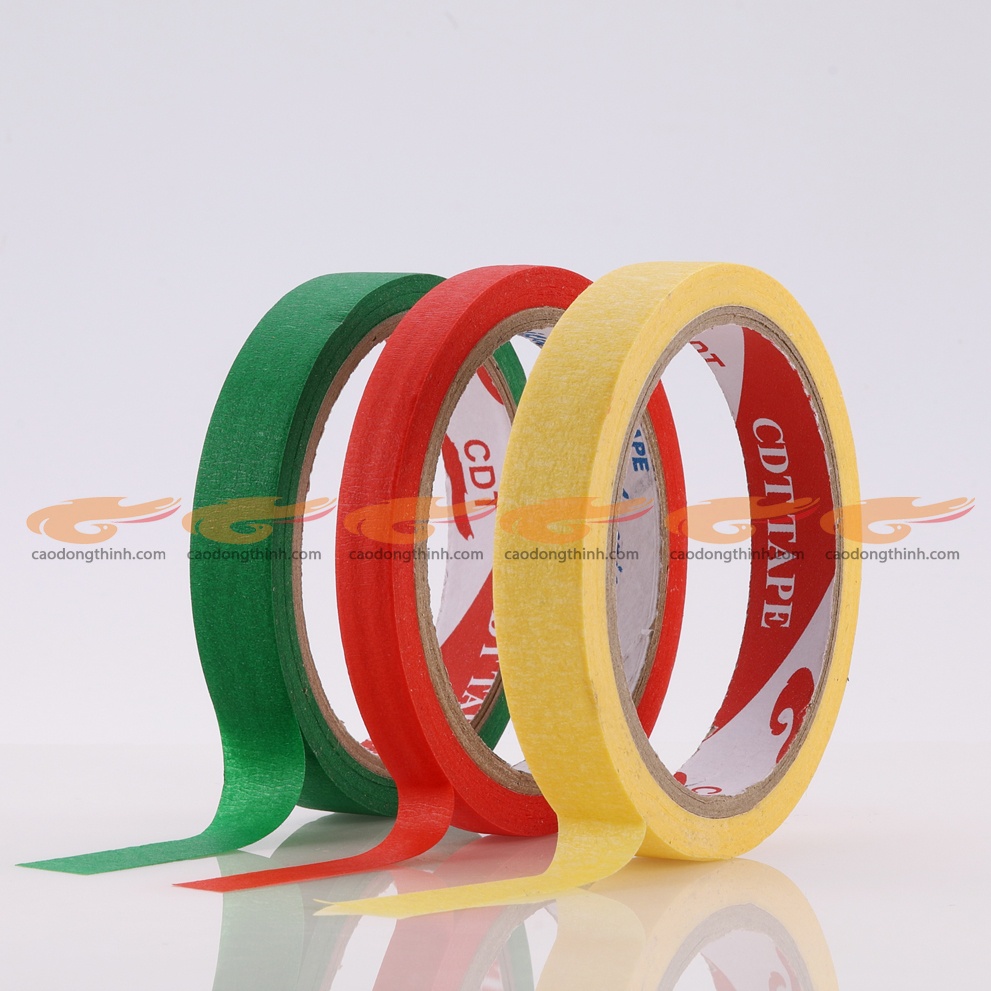 COMBO siêu tiết kiệm 5 cuộn băng keo giấy màu xanh,đỏ rộng 12MM x 50Y,màu sắc tươi sáng,dùng trong văn phòng,hội họa...