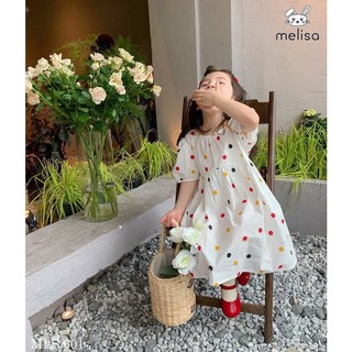 VÁY MELISA NỀN TRẮNG CHẤM BI