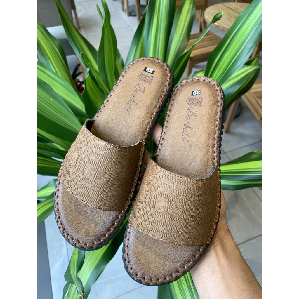 Dép da bò quai ngang đế khâu siêu đẹp  Kiểu dáng thanh lịch, màu sắc hài hòa trang nhã Năng động