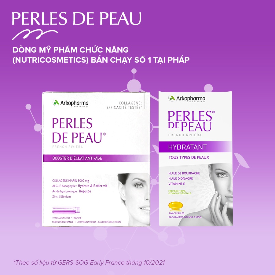 Collagen dạng nước Arkopharma Collagen Perles De Peau Booster hỗ trợ chống lão hóa và làm đẹp da (250ml)