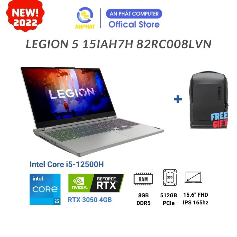 Laptop Lenovo Legion 5 15IAH7H 82RC008LVN (Core i5-12500H + RTX 3050)