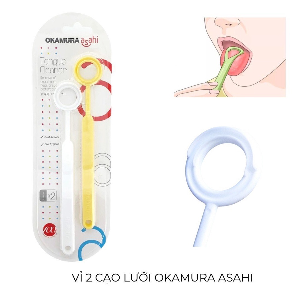 Dụng cụ cạo lưỡi vệ sinh răng miệng Dr Polir , Asahi , Nakori Okamura Nhật Bản