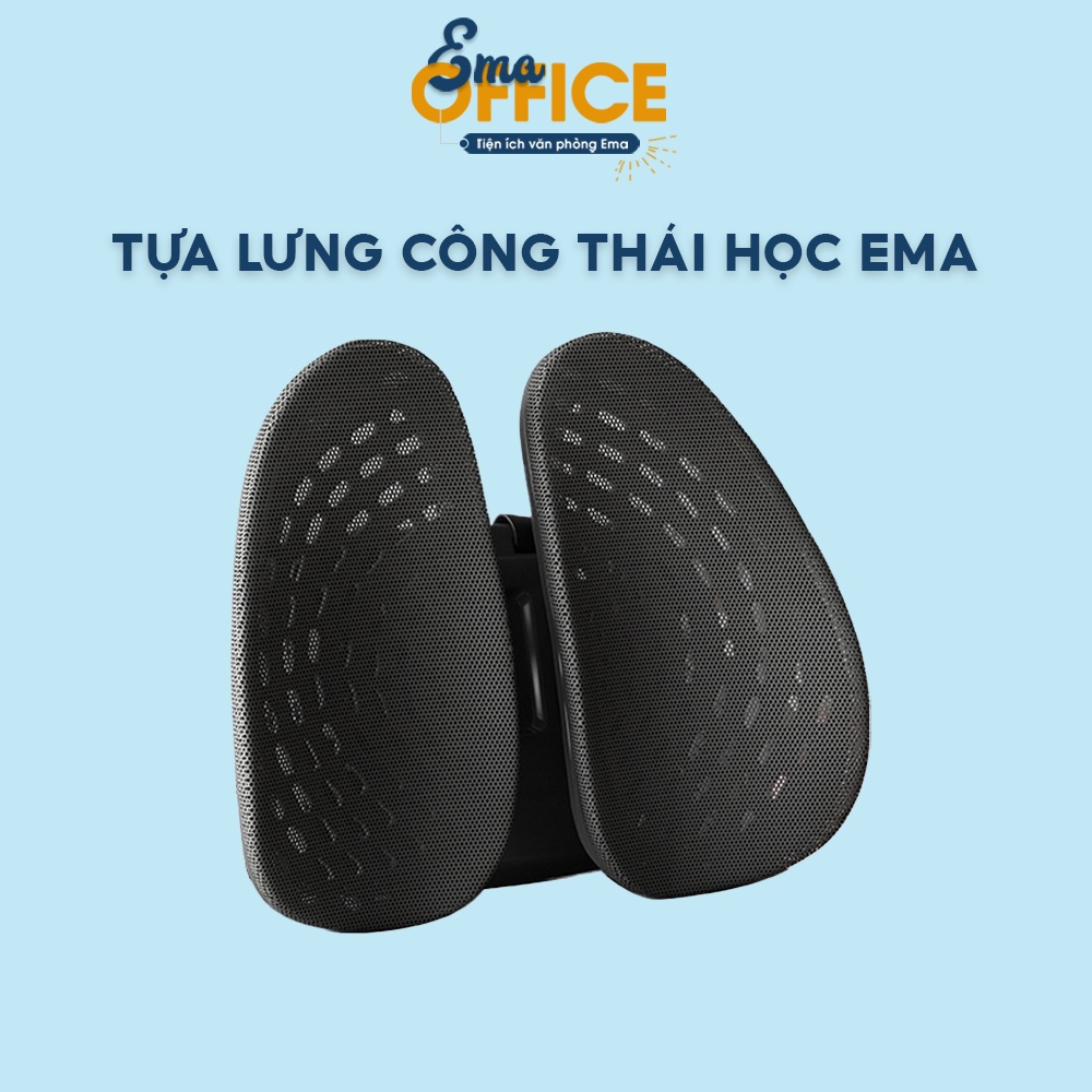 Tựa lưng công thái học EMA đệm tựa lưng ghế dành cho văn phòng, ô tô bọc vỏ lưới thoáng khí