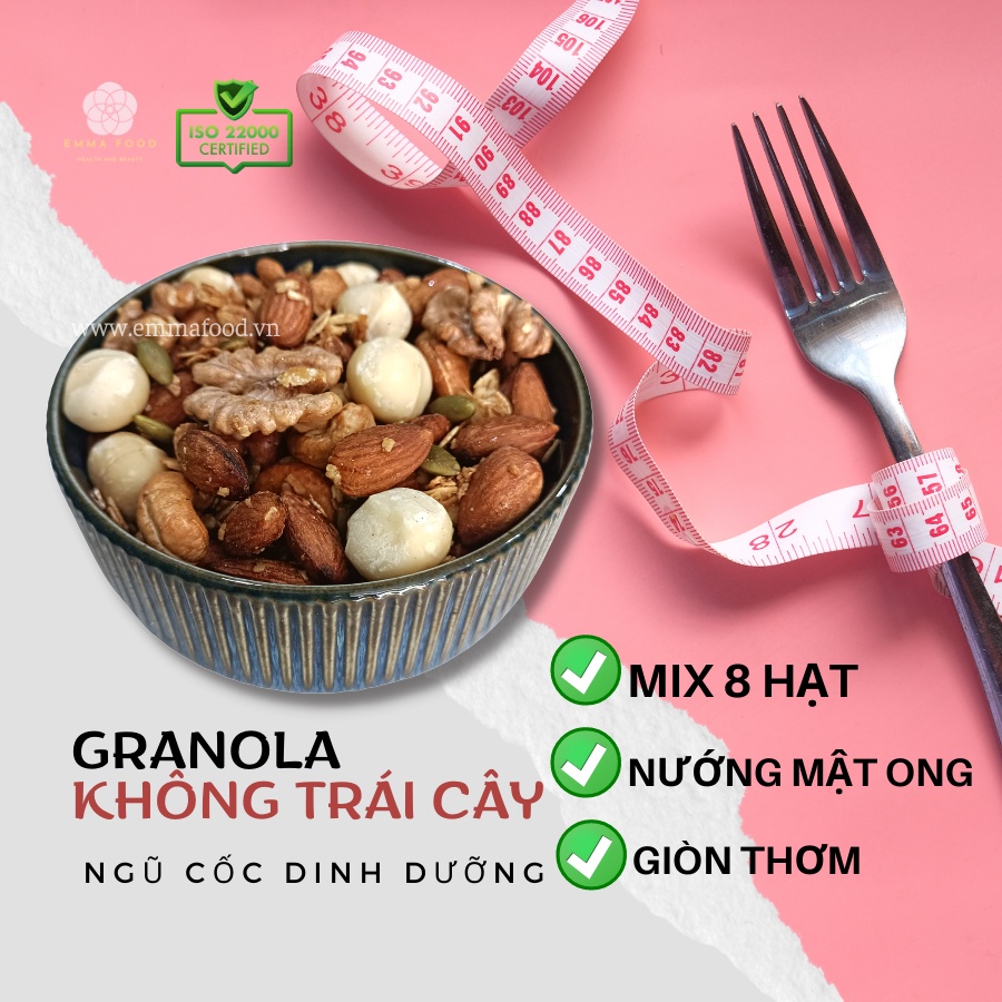 500G Granola Siêu Hạt KHÔNG TRÁI CÂY Mix 8 Hạt EMMA FOOD - Ngũ Cốc Dinh Dưỡng Ăn Kiêng Không Đường