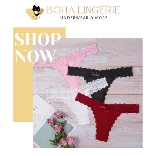 QUẦN LỌT KHE THONGS THUN LẠNH TĂM GÂN PHỐI REN SEXY B105