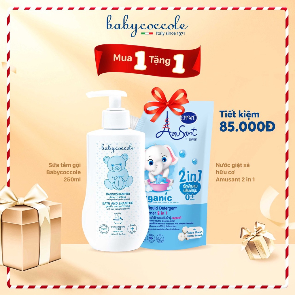 [CHÍNH HÃNG] Sữa tắm gội 2in1 giữ ẩm chiết xuất hoa sen 0M+ Babycoccole