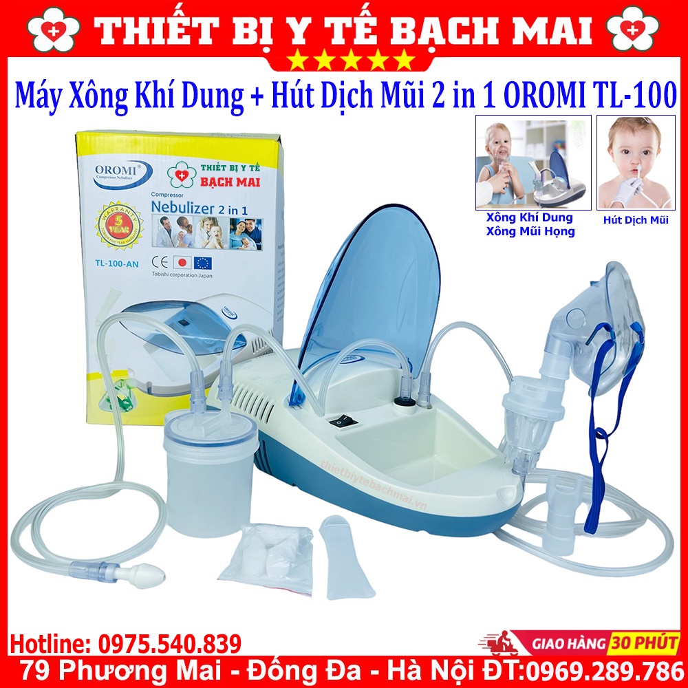 Máy Hút Dịch Mũi, Máy Xông Khí Dung 2 in 1 OROMI TL-100AN