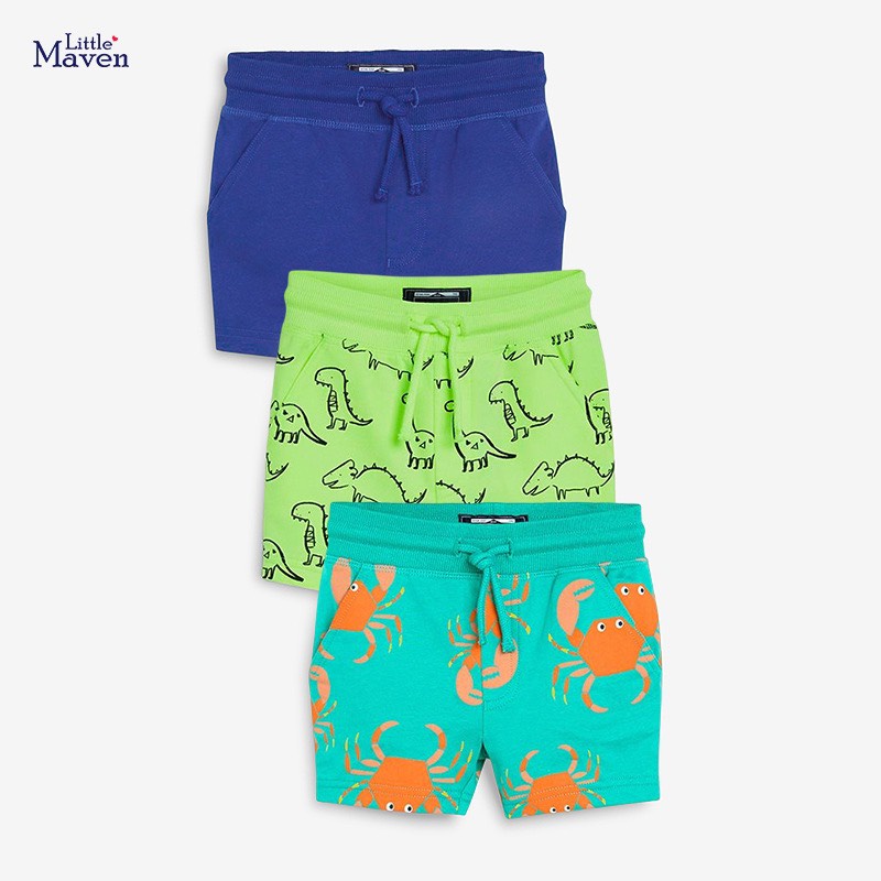 Quần đùi thun cotton cho bé trai ⚡ GIÁ TỐT ⚡ Quần đùi thun Little Maven hoạt hình hoạ tiết cua và khủng long siêu xinh