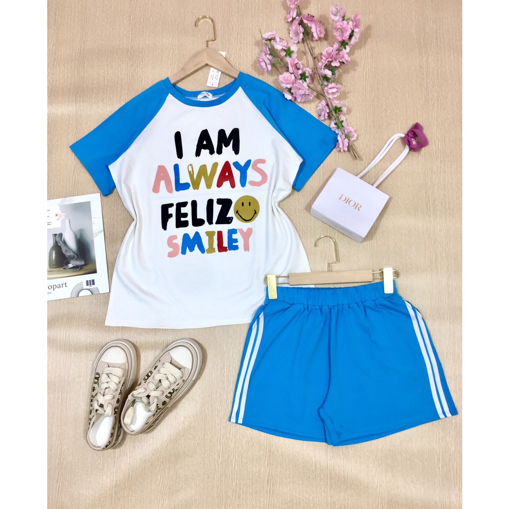 Set Áo Cotton + Quần Short Thời trang Nữ Họa tiết Đơn Giản Siêu Dễ Thương Freesize (40-60kg)