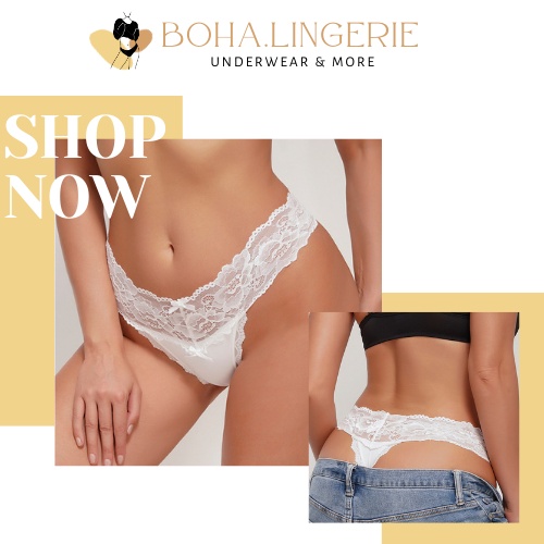 QUẦN LÓT CHỮ T THONGS TRẮNG PHỐI REN THẮT NƠ SEXY CHO NỮ B103