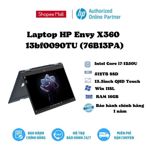 Laptop HP Envy X360 13-bf0090TU (76B13PA)/ Xanh/ Intel Core i7-1250U (upto 4.7Ghz, 12MB)/ RAM 16GB/ 512GB SSD/ Intel Iri