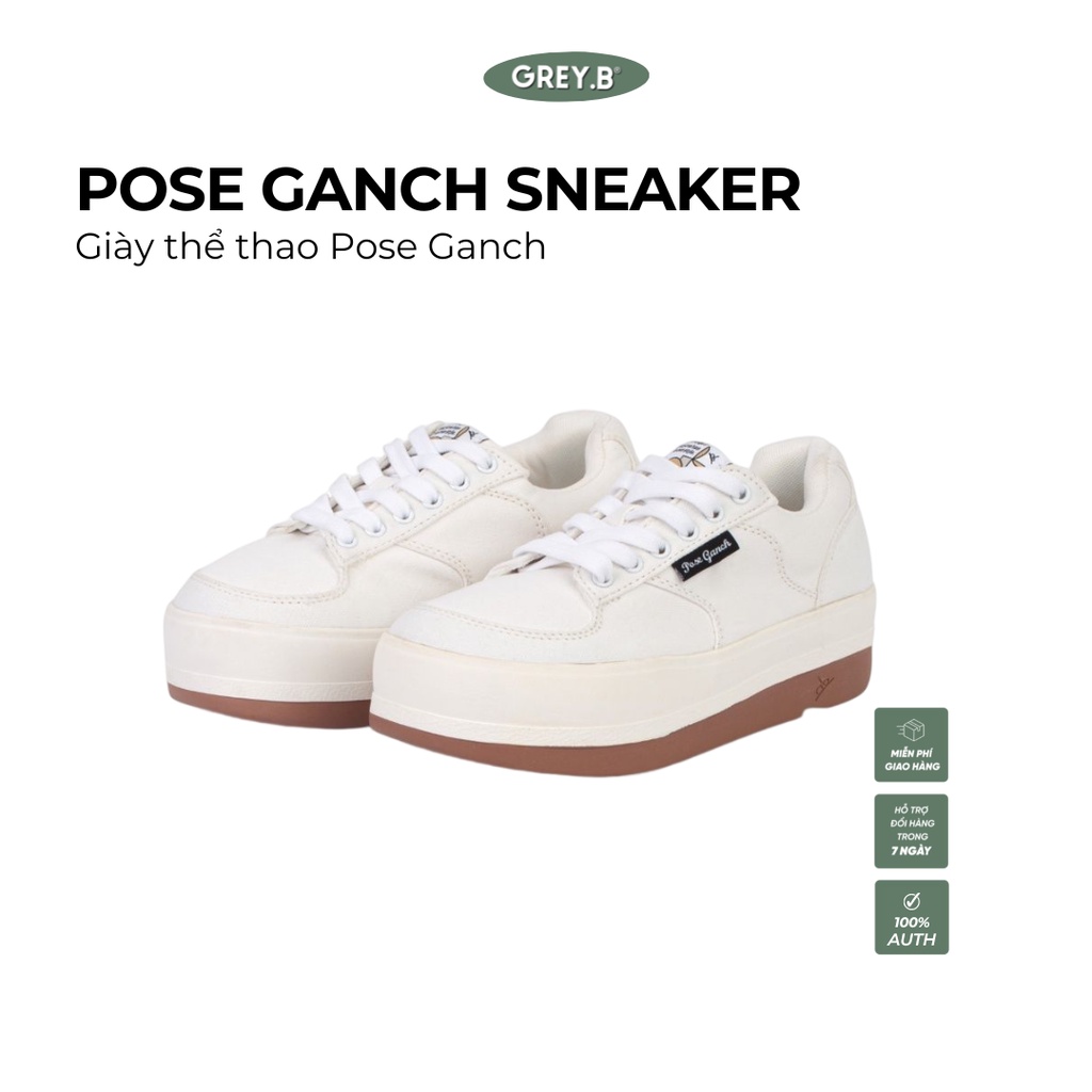 Giày Sneaker Pose Ganch GREYB Đế Độn Chất Liệu Vải Canvas Màu White Gum Phong Cách Hàn Quốc
