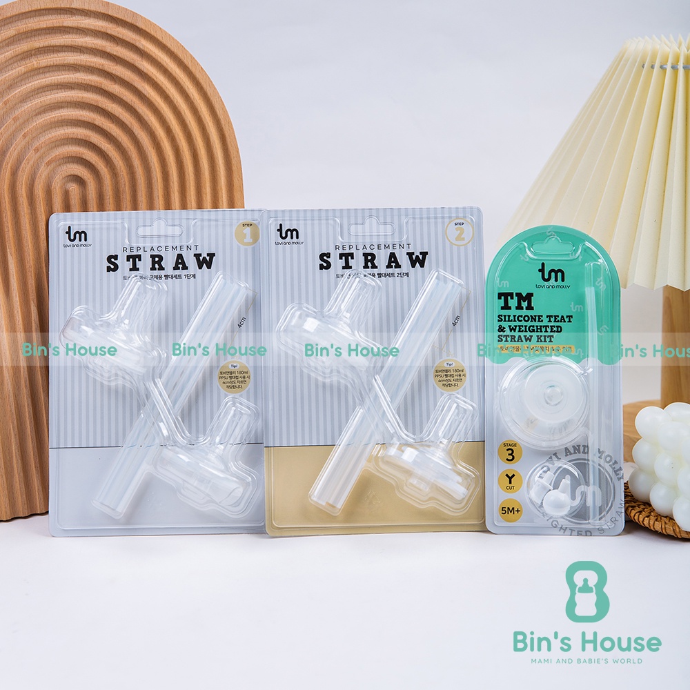 Set Núm hút + ống hút + dây bú ngồi Tovi Molly Hàn Quốc cho cho bình sữa cổ rộng Moyuum...