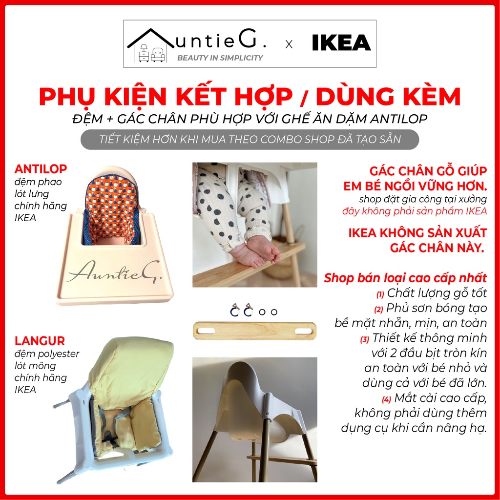 Ghế ăn dặm Antilop🔺𝐹𝑅𝐸𝐸𝑆𝐻𝐼𝑃🔺 IKEA  loại chân cao cho trẻ từ 6 tháng đến 15kg