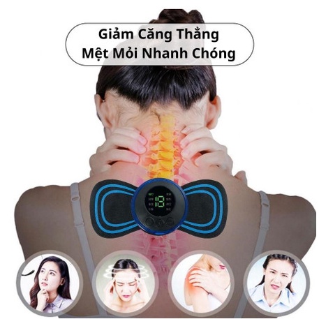 Máy massage mini EMS toàn thân, Miếng dán massage xung điện 8 chế độ tùy chỉnh massage tay chân, massage cổ vai gáy
