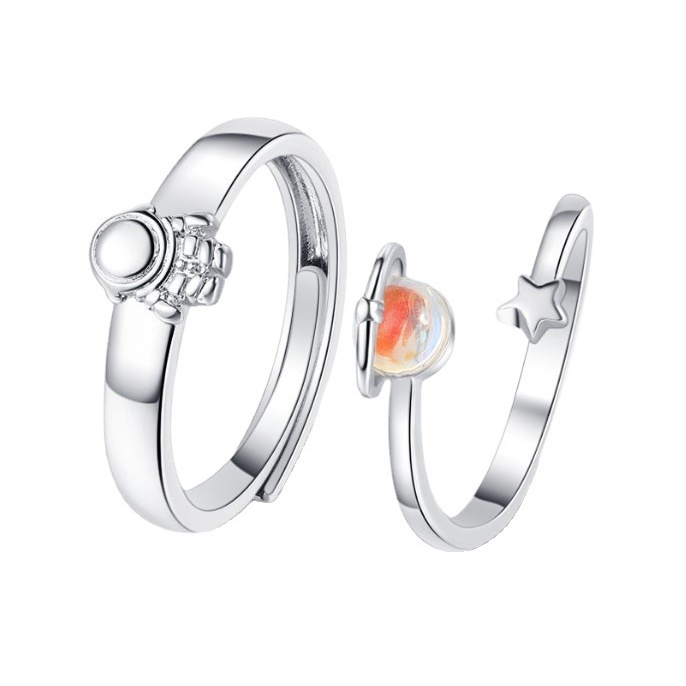 Nhẫn Cặp Hình Phi Hành Gia / Mặt Trăng / Ngôi Sao Sang Trọng Cá Tính