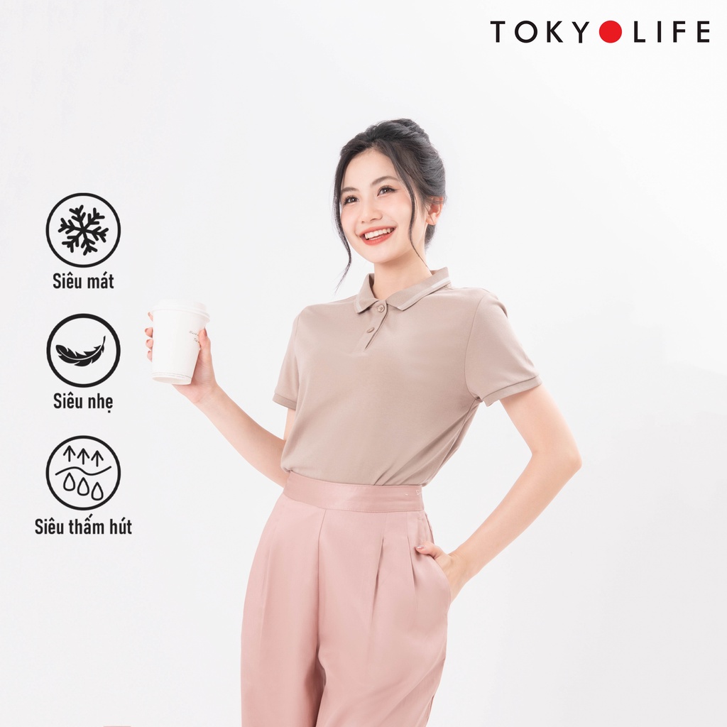 Áo Polo NỮ cổ phối kẻ melange TOKYOLIFE C9POL005K