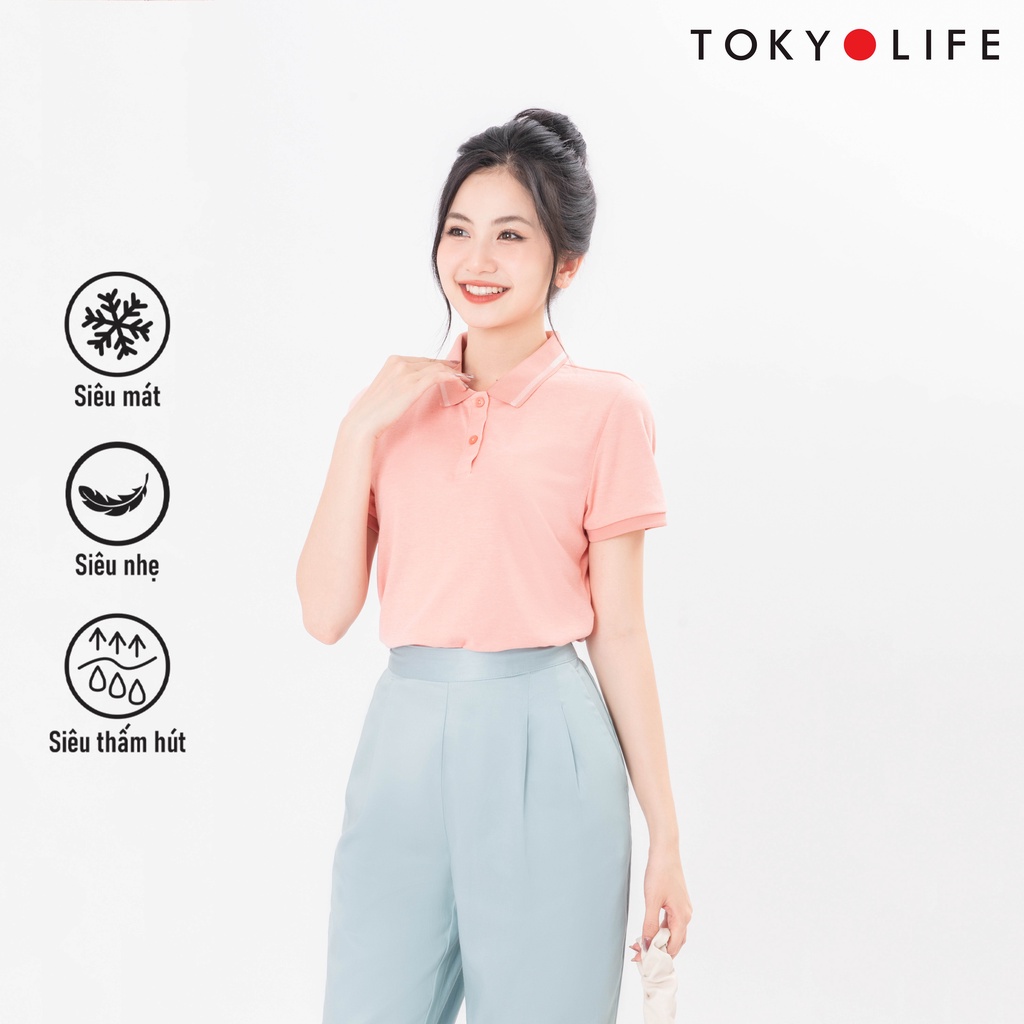 Áo Polo NỮ cổ phối kẻ melange TOKYOLIFE C9POL005K