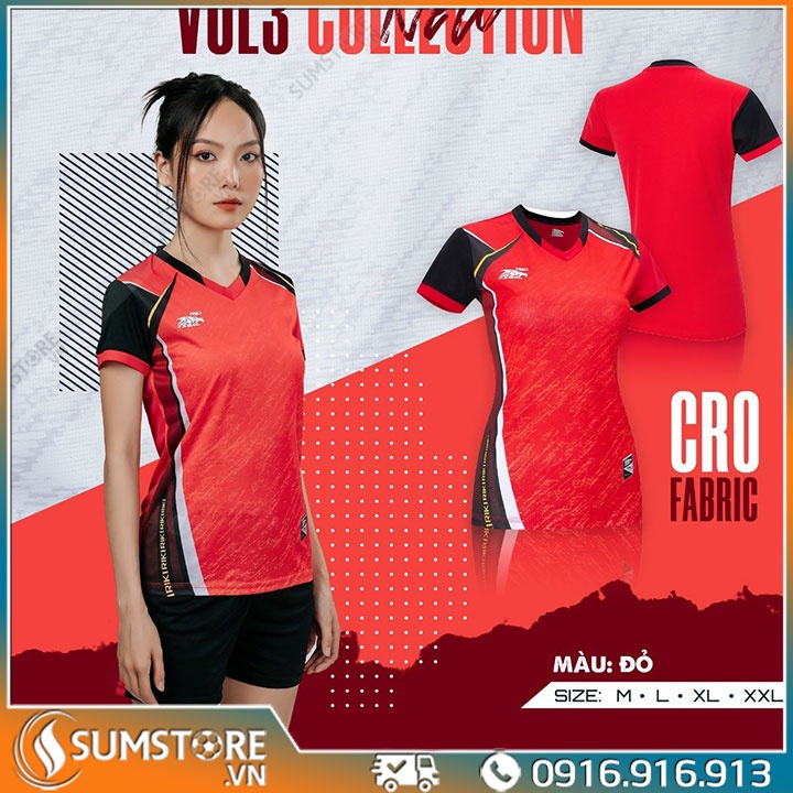 Áo Bóng Chuyền Nữ Vol 3 Đỏ - Đồ Thể Thao Nam Nữ Cao Cấp