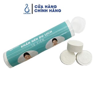 Khăn giấy nén dạng viên kẹo du lịch LIKADO tiện lợi ống 10 viên 100% bột gỗ thân thiện với môi trường