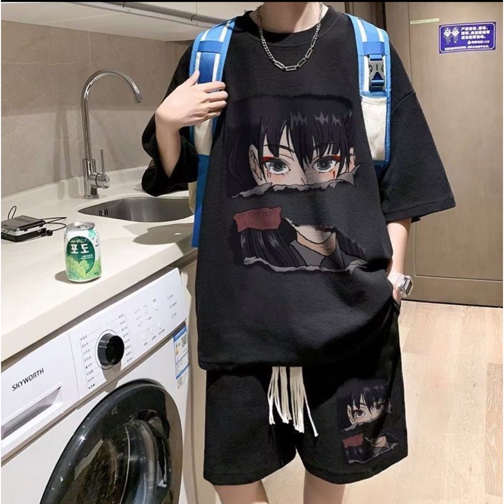 Sét Đồ THể Thao nam xốp in hoạt hình Anime Thời Trang phong cách hàn quốc thoáng mát trẻ trung 2023