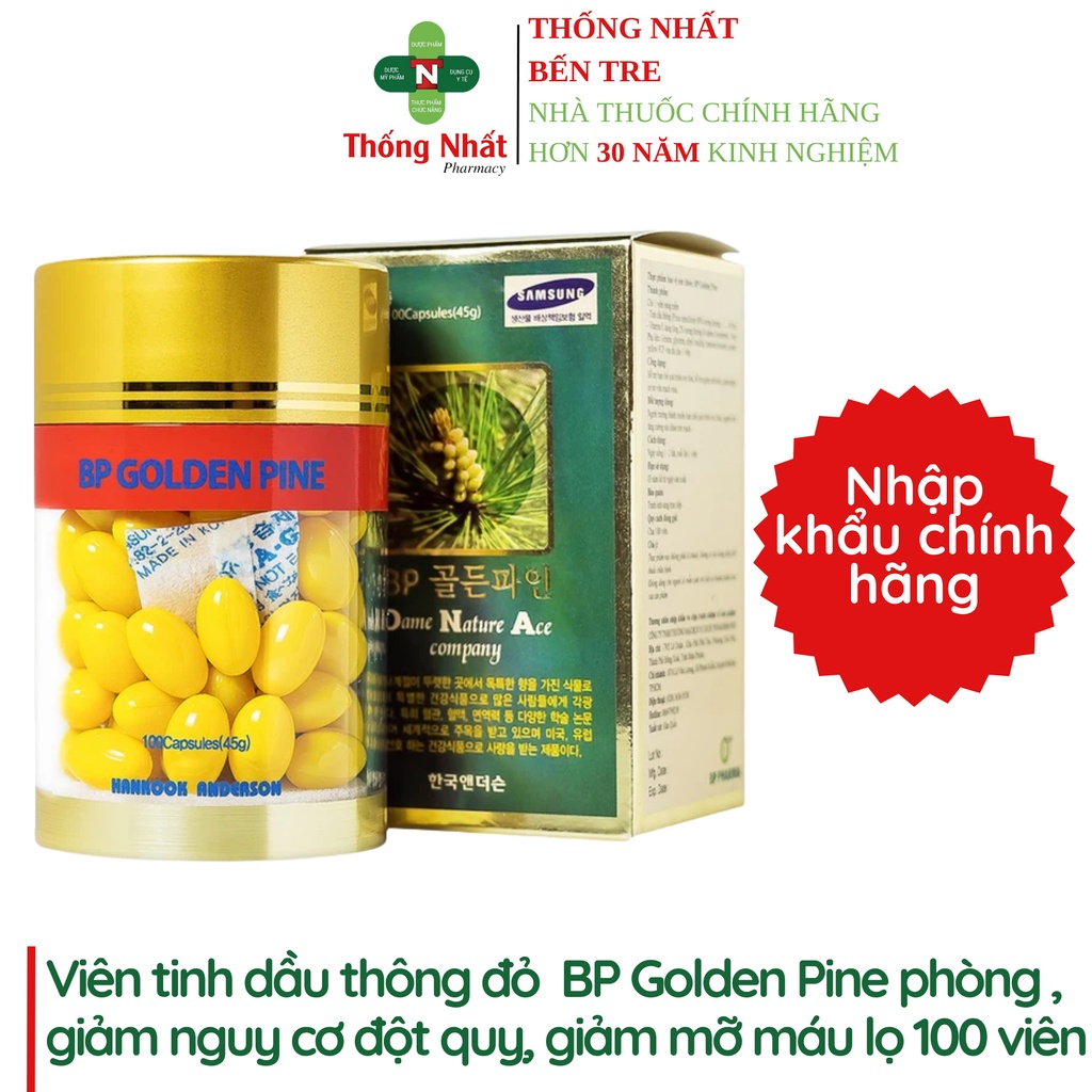 Viên uống tinh dầu thông đỏ BP Golden Pine ngừa đột quỵ, giảm mỡ máu, tốt cho tim mạch lọ 100 viên