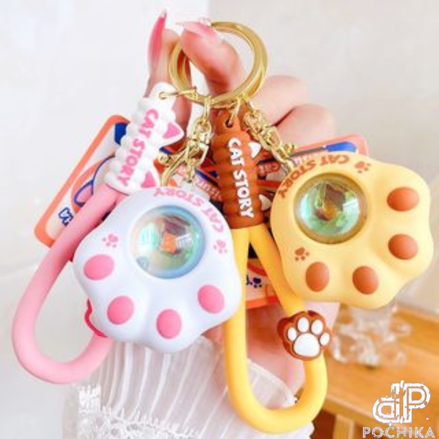 Móc khóa Bàn Chân Mèo có đèn chiếu hoàng hôn - Dùng móc chìa khoá xe máy, xe đạp, ô tô và phụ kiện Selfie