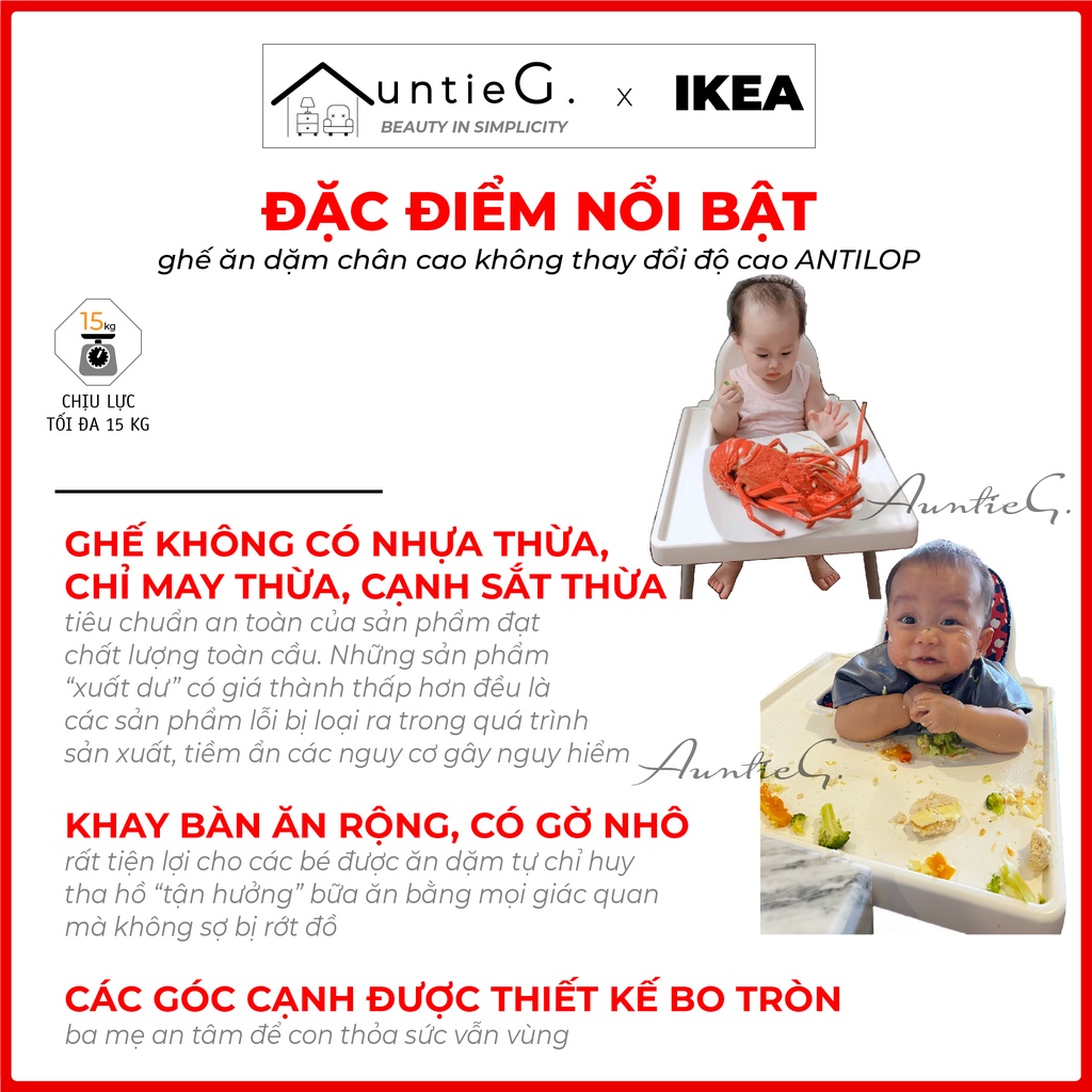 Ghế ăn dặm Antilop🔺𝐹𝑅𝐸𝐸𝑆𝐻𝐼𝑃🔺 IKEA  loại chân cao cho trẻ từ 6 tháng đến 15kg