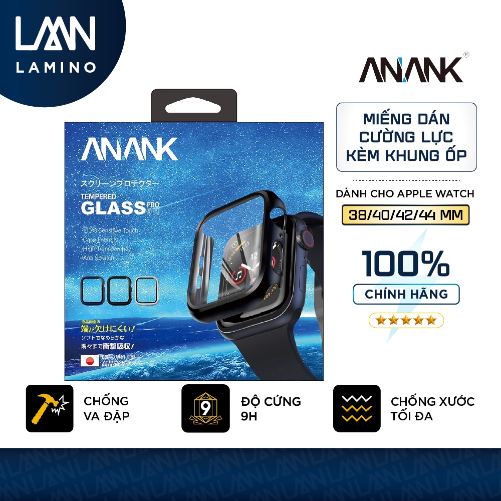 Kính cường lực màn hình kèm khung ốp ANANK cho đồng hồ Apple Watch kích thước 38/40/42/44mm