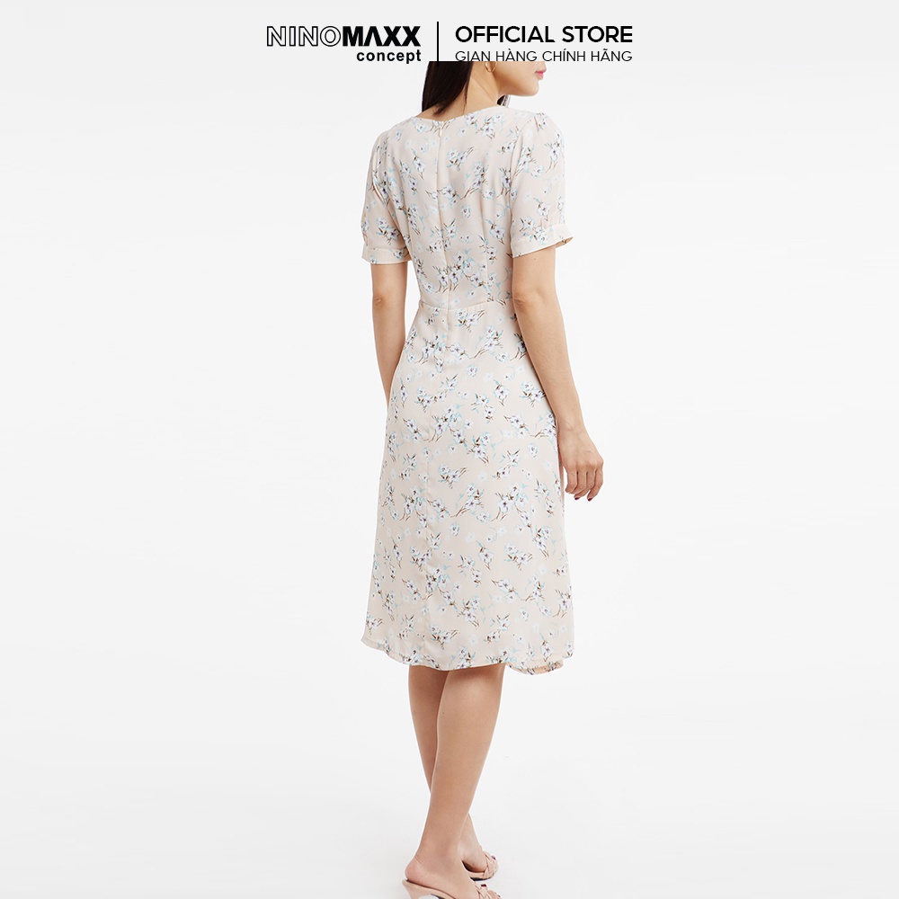 N&amp;M Đầm nữ cổ tròn ngắn tay họa tiết hoa 1912022