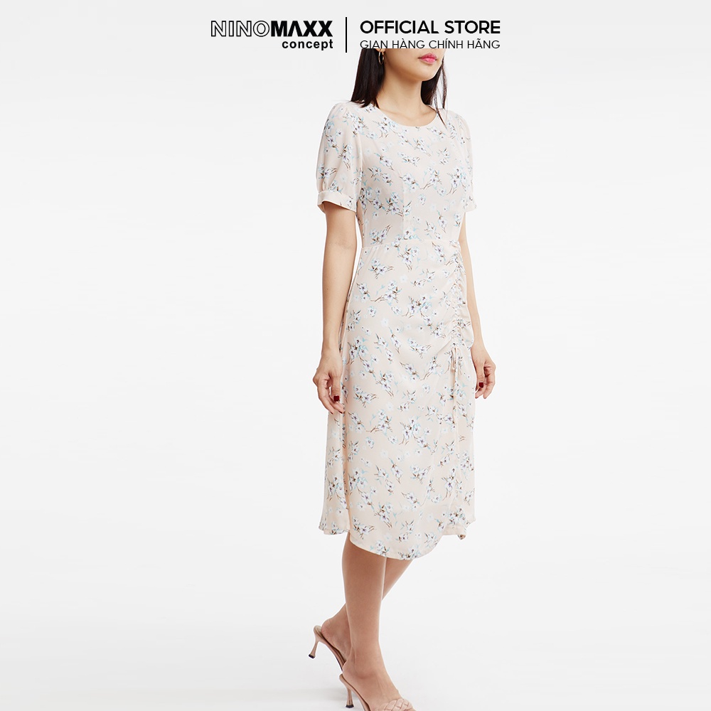 N&amp;M Đầm nữ cổ tròn ngắn tay họa tiết hoa 1912022