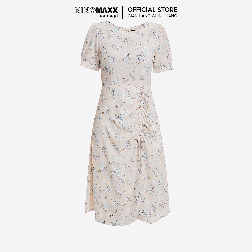 N&amp;M Đầm nữ cổ tròn ngắn tay họa tiết hoa 1912022