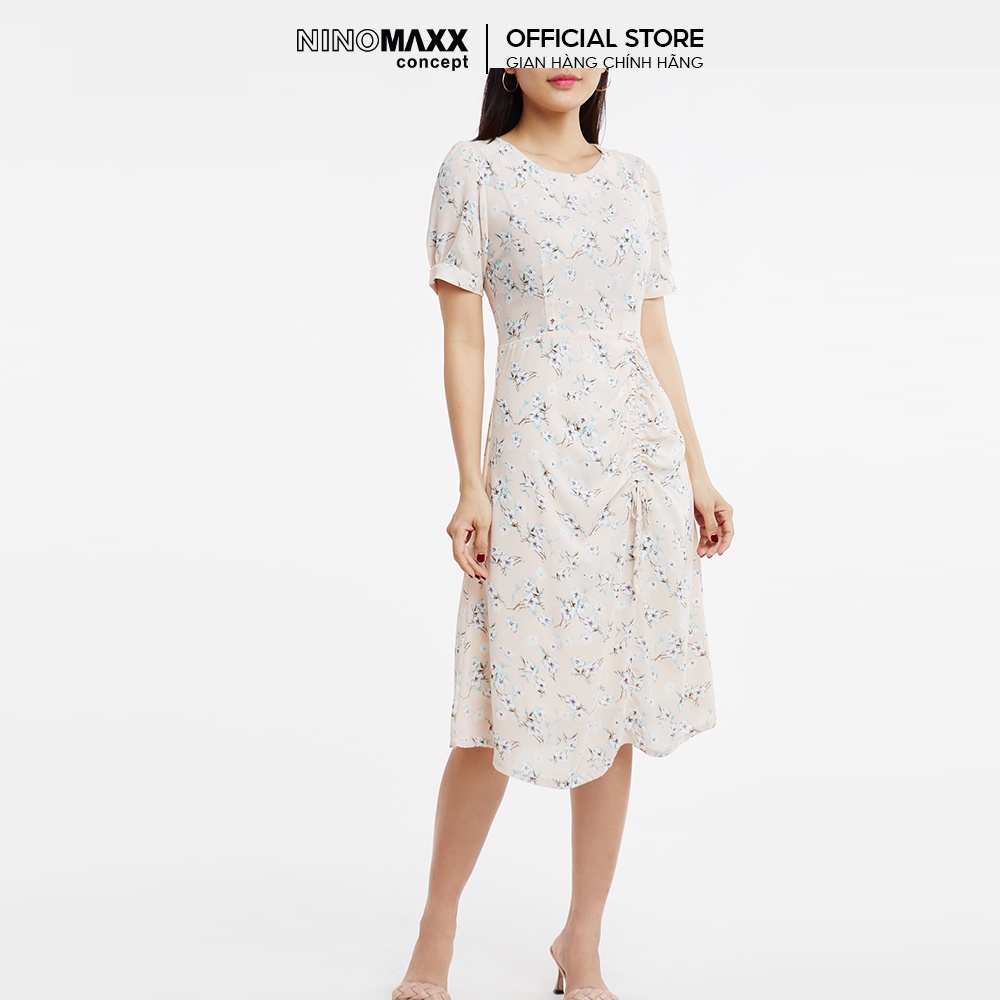 N&amp;M Đầm nữ cổ tròn ngắn tay họa tiết hoa 1912022