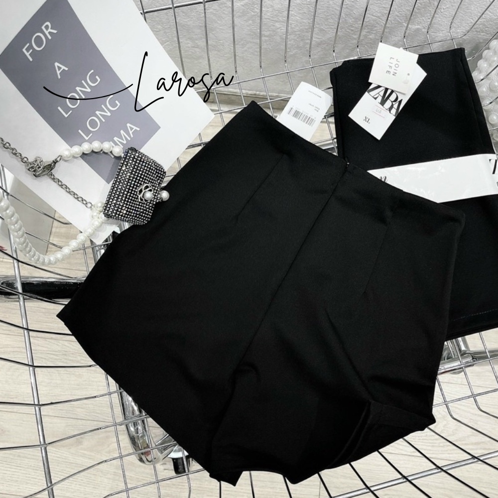 Quần short nữ, quần đùi nữ lưng cao vải umi dày dặn co dãn 4 chiều nâng mông khóa sau siêu hack háng Larosa