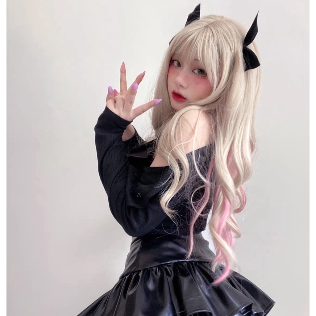 [Sẵn] Wig/Tóc giả nguyên đầu nữ thần đáng yêu màu vàng sữa light hồng - teen/lolita/cosplay BHT020 [Miu Cosplay 01]