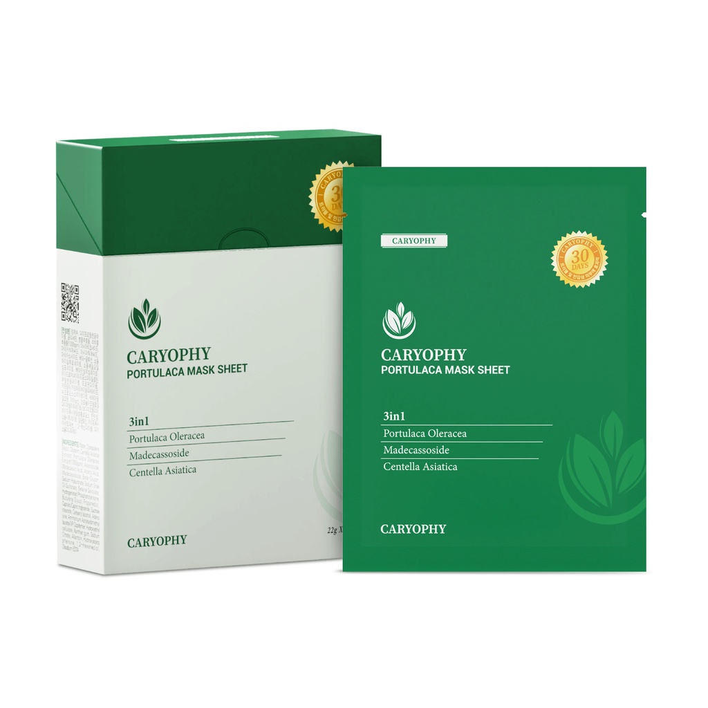Mặt nạ giấy giảm mụn, mờ thâm Caryophy Portulaca Mask Sheet 22g