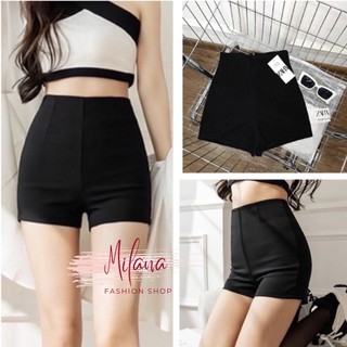 Quần short nữ, quần đùi ôm lưng cao quần dance ôm co dãn nâng mông cạp khóa sau chất umi dày dặn siêu hack dáng Milana
