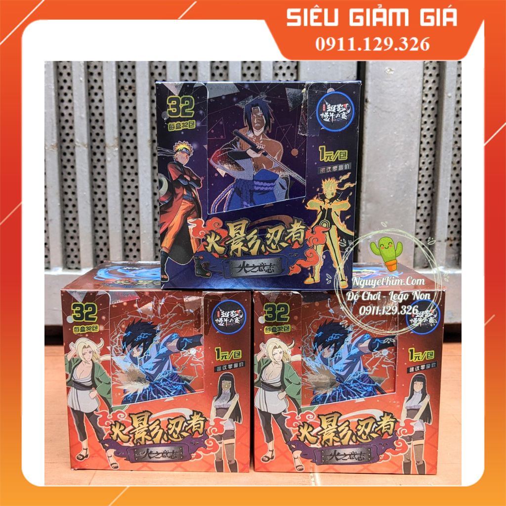 Thẻ Bài Naruto Anime Thẻ Nhân Phẩm Ngẫu Nhiên Chibi Chất Ngầu Xinh Xắn - Hộp 32 Pack 256 Thẻ