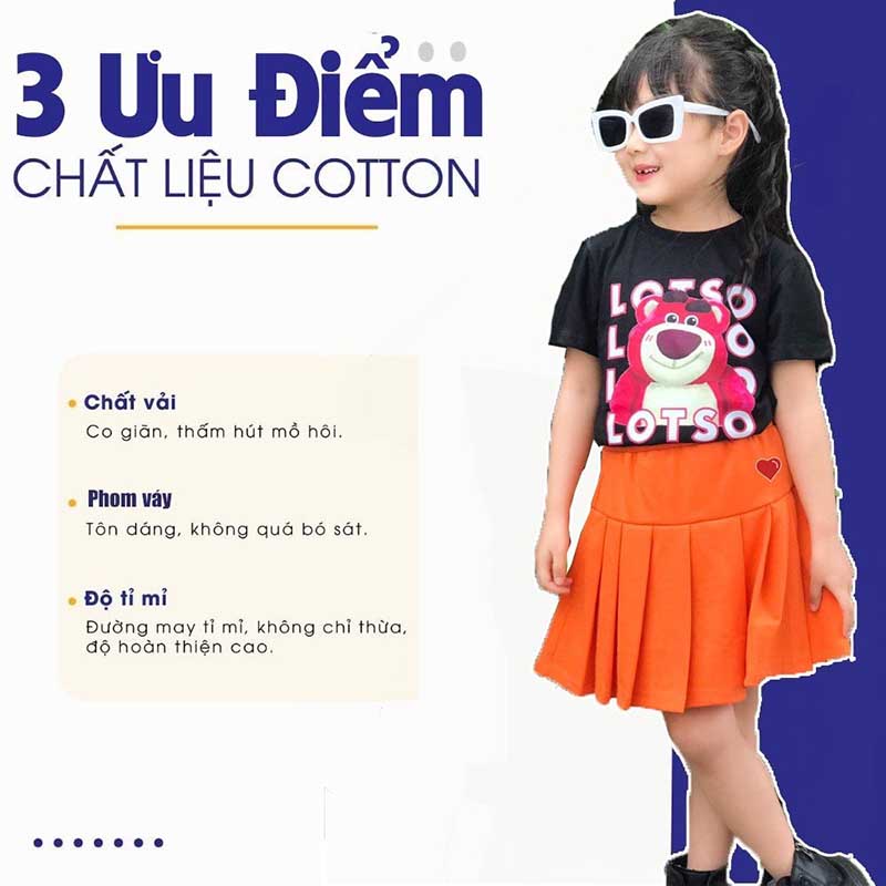 Chân váy xếp ly có quần trong cho bé gái hình trái tim cực xinh TANOSA từ 13-33kg