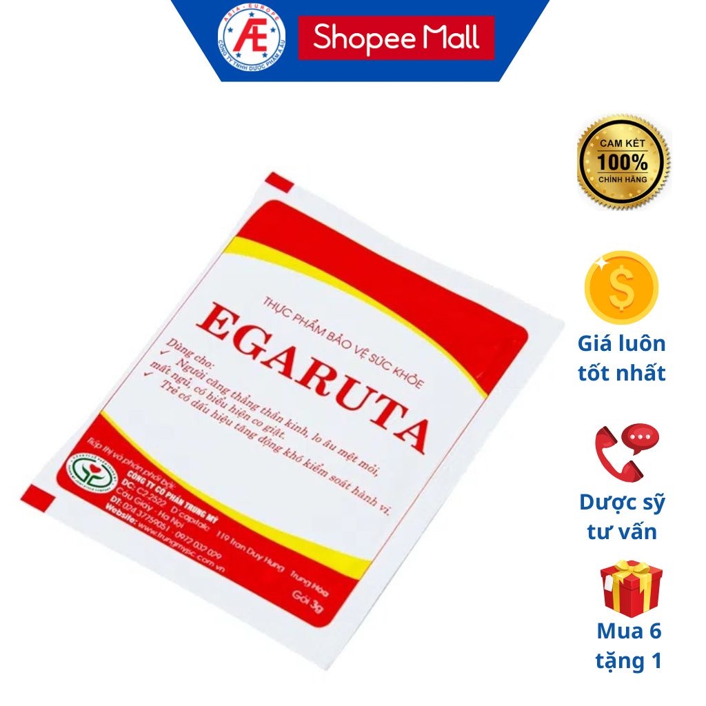 Cốm Egaruta giúp giảm các đau đầu, lo âu, căng thẳng, khó ngủ. giảm nguy cơ tăng động giảm chú ý ở trẻ nhỏ hộp 30 gói