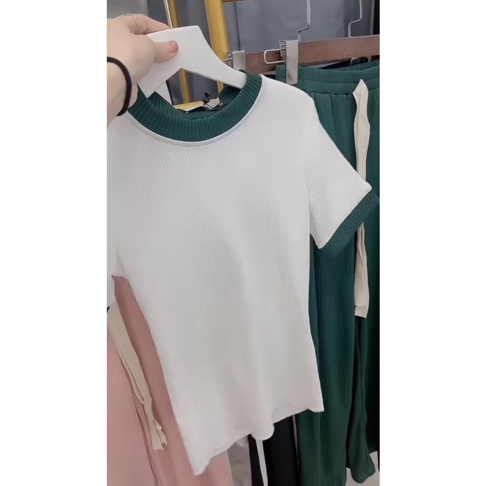 ĐỒ BỘ TRƠN THUN TĂM ỐNG SUÔNG CÓ DÂY RÚT THỜI TRANG SIÊU HOT NĂM 3 SIZE 42-65KG TÙY CHIỀU CAO