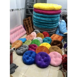 Đệm ngồi Vải Nhung bông trắng, Nệm lót ghế đa năng nệm tròn