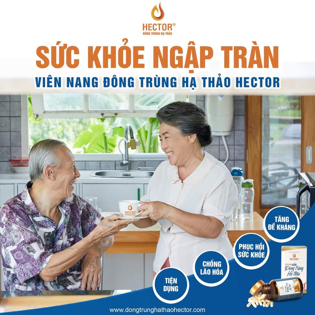 Viên Nang Đông Trùng Hạ Thảo HECTOR Nguyên Chất Giúp Tăng Cường Sức Khỏe, Hỗ Trợ Tiêu Hóa Hộp 30 viên