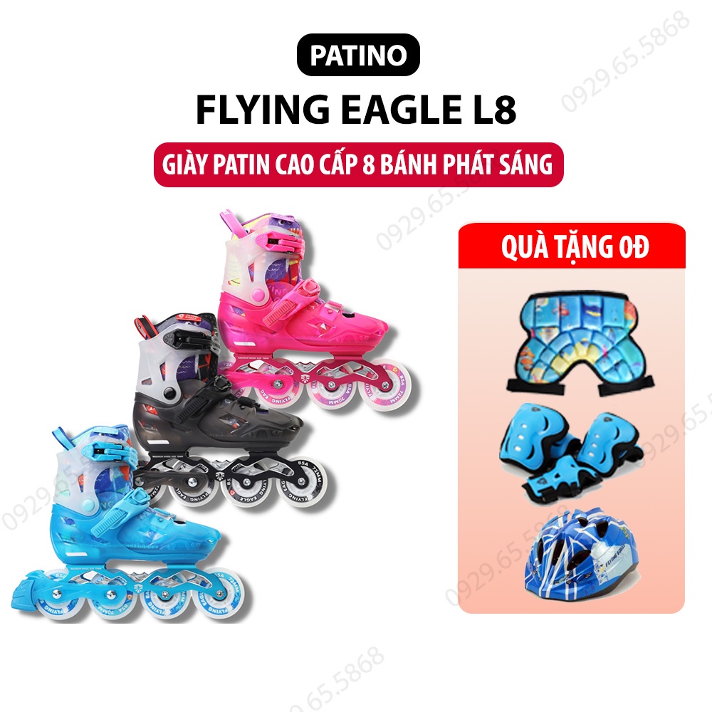 Giày trượt patin trẻ em Flying Eagle L8, 8 bánh phát sáng chính hãng