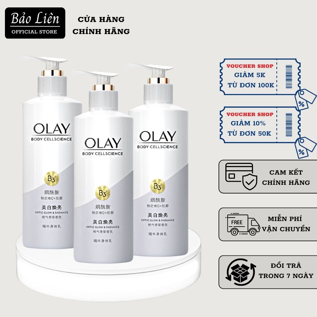 Sữa dưỡng thể Olay B3 Bright Ultra Whitening,dưỡng thể OLAY B3+ Optic Glow & Radiance siêu trắng da 250ml